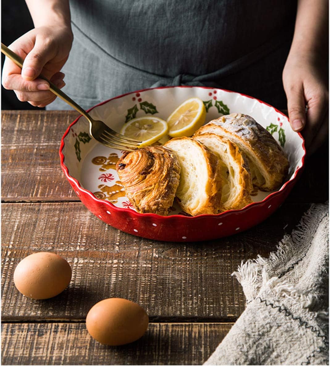 10" Christmas Round Pie Pan Pizza Baking Serving Dish Oven Bakeware - Set of 1 (10" - Gingerbread man)