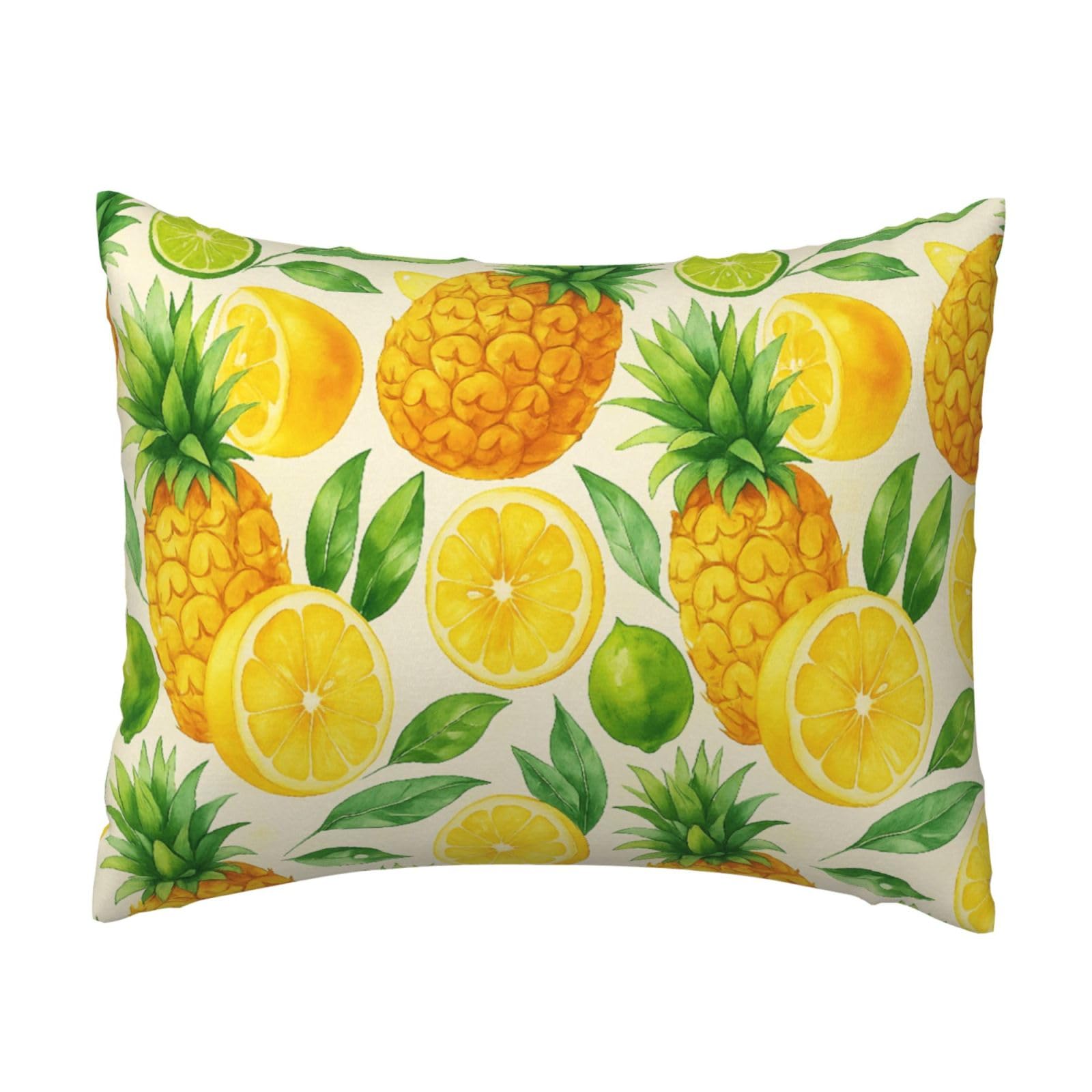 Watercolor Pine and Lemon Pillowcase Soft Plush with Zipper Decorative Pillowcovers 16x20 in