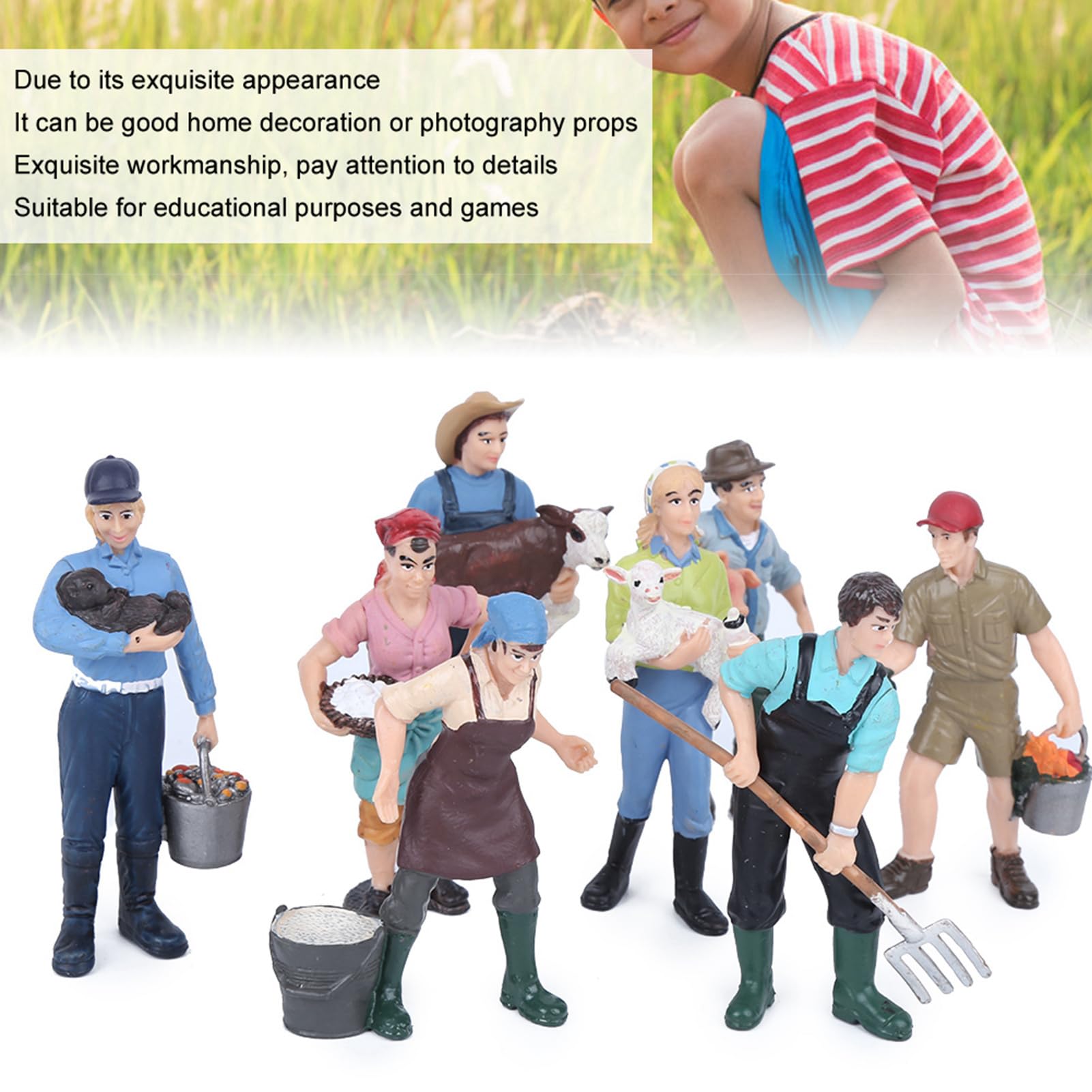 OEBUAFI 16 Pieces Exquisite Simulation Farm Character Set, Educational Role Playing Game Toy Figure, Plastic Material - Image 3