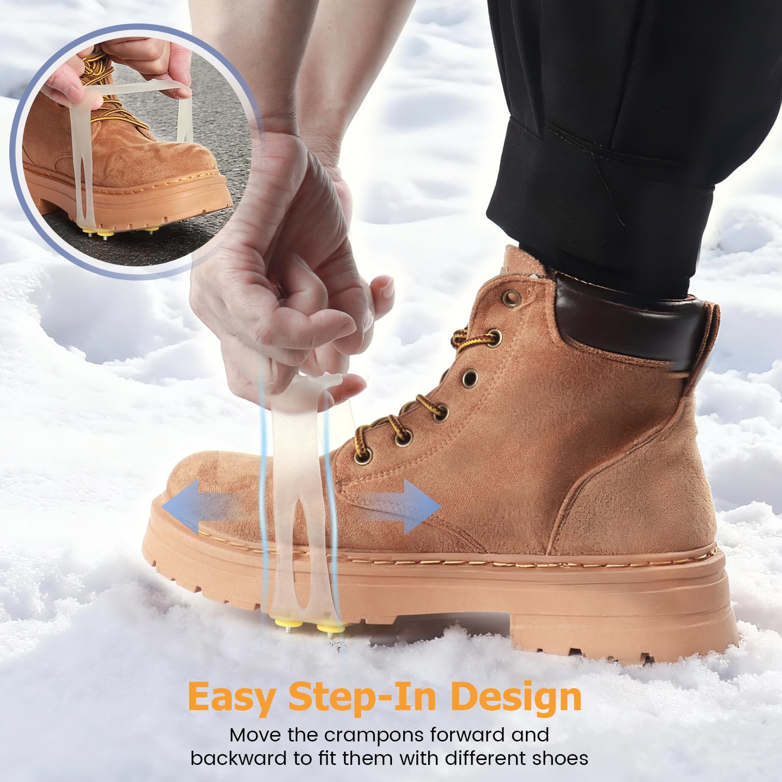 Tacchetti da ghiaccio flessibili a 7 punte per scarpe e stivali, tacchetti traslucidi antiscivolo per neve e ghiaccio, design facile da inserire, ramponi invernali portatili