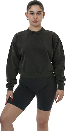 LOS ANGELES APPAREL HF06 بلوزة قصيرة من الصوف الثقيل برقبة وهمية ودفء أنيق لكل المناسبات