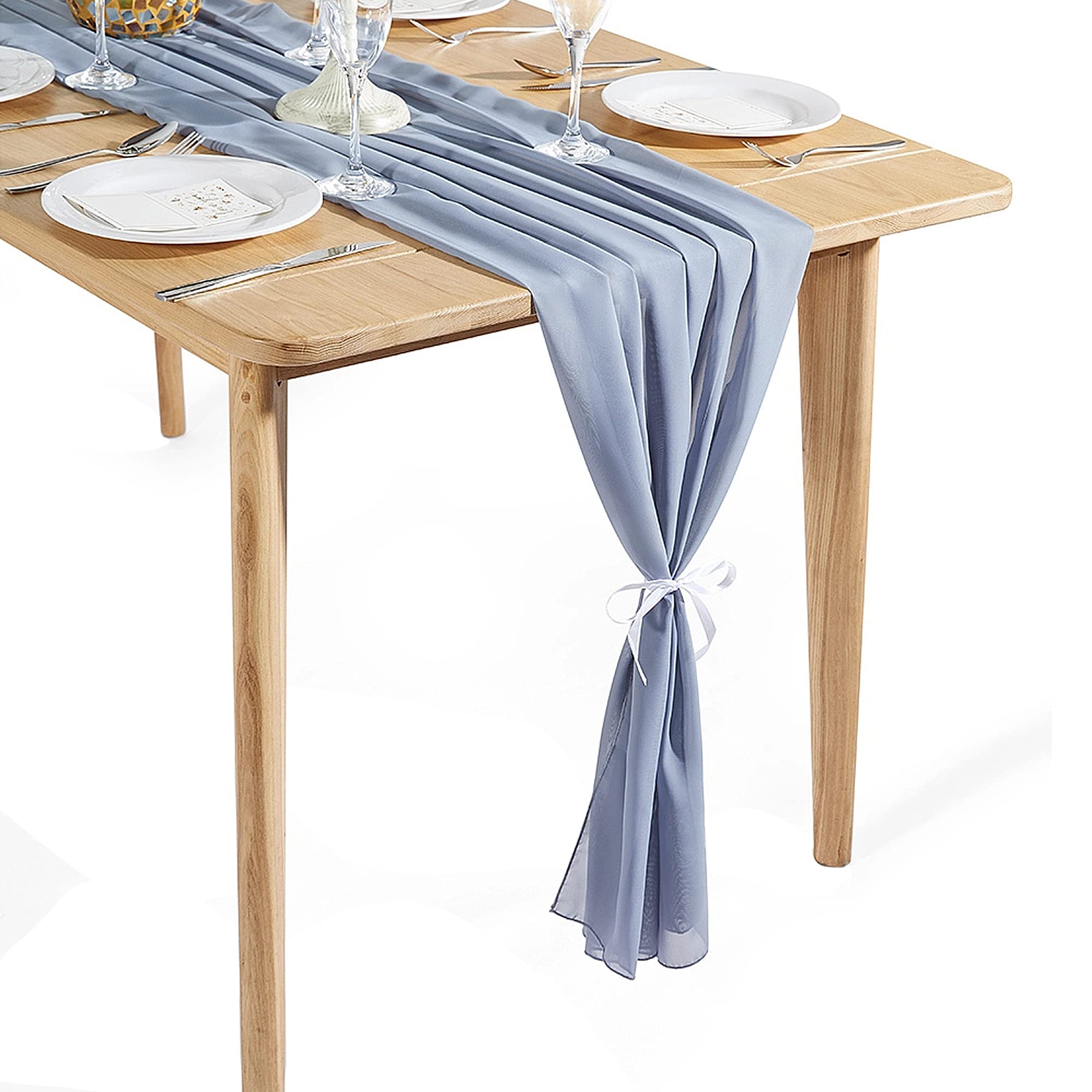 Time to Sparkle 4PCS 10FT Chiffon Table Runner (Silver Grey)