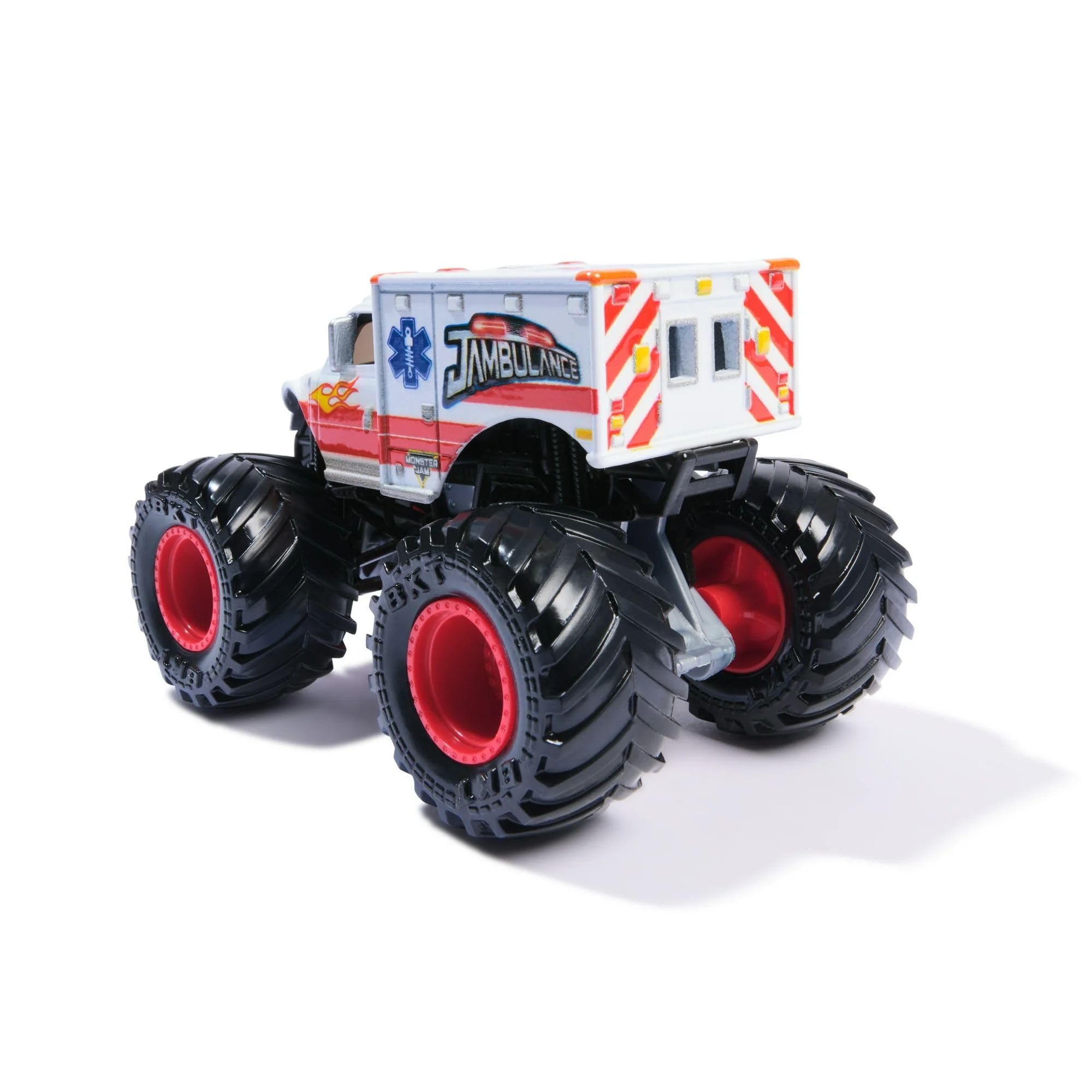 Monster Jam Jambulance Die-Cast Pojazd, skala 1:64, biała ambulans, zabawka Monster Truck, wiek 3 lat i więcej