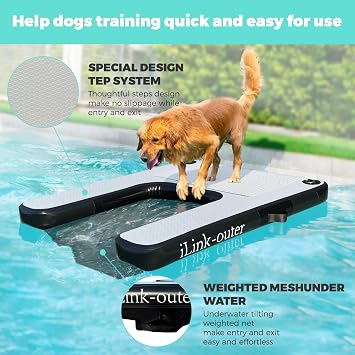 iLink-outer Inflatable Dog Water Ramp for Large Dog Floating Boat Ramp-Max Up to 220 Pounds Large Dogs-Inflatable Ramp for Boats, Docks, with Pump/Rope/Repair Kit -All PVC Anti-Slip Fabric