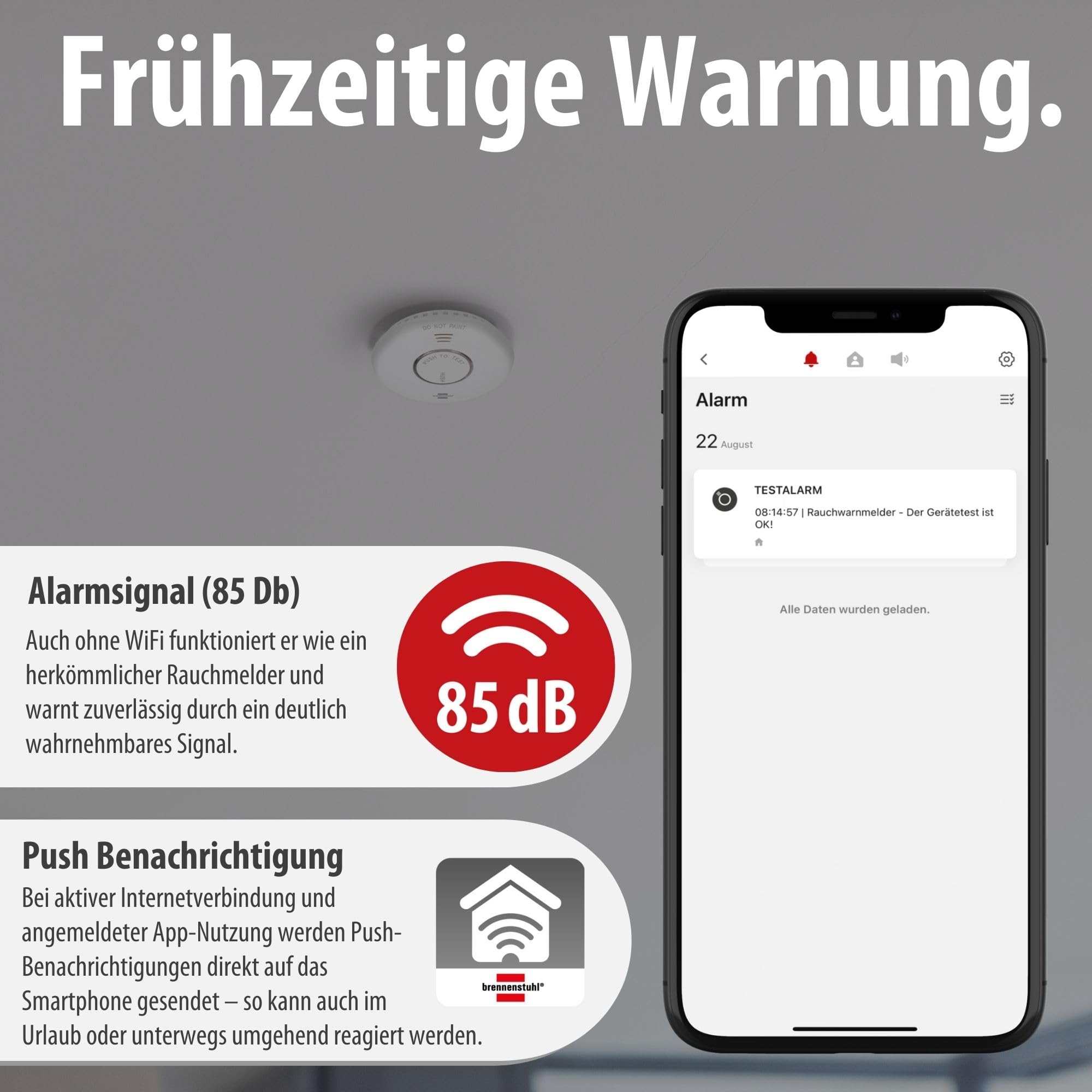 Brennenstuhl Connect WiFi Rauchwarmelder RM A 3020 mit App Benachrichtigung