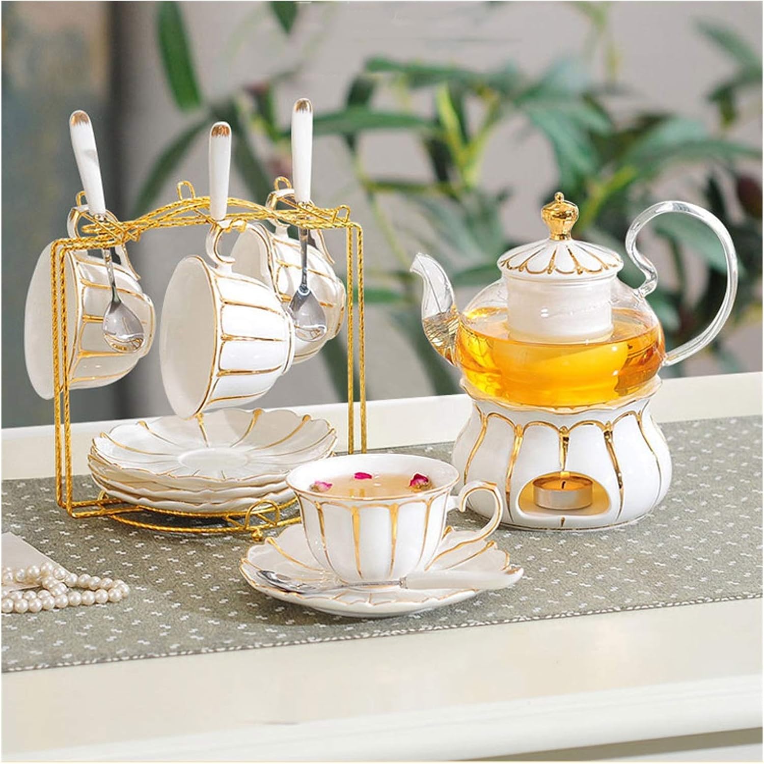 Side Tea Set Tea Set Afternoon Tea Set Including Tea Cups and Saucer Metal Mug ...