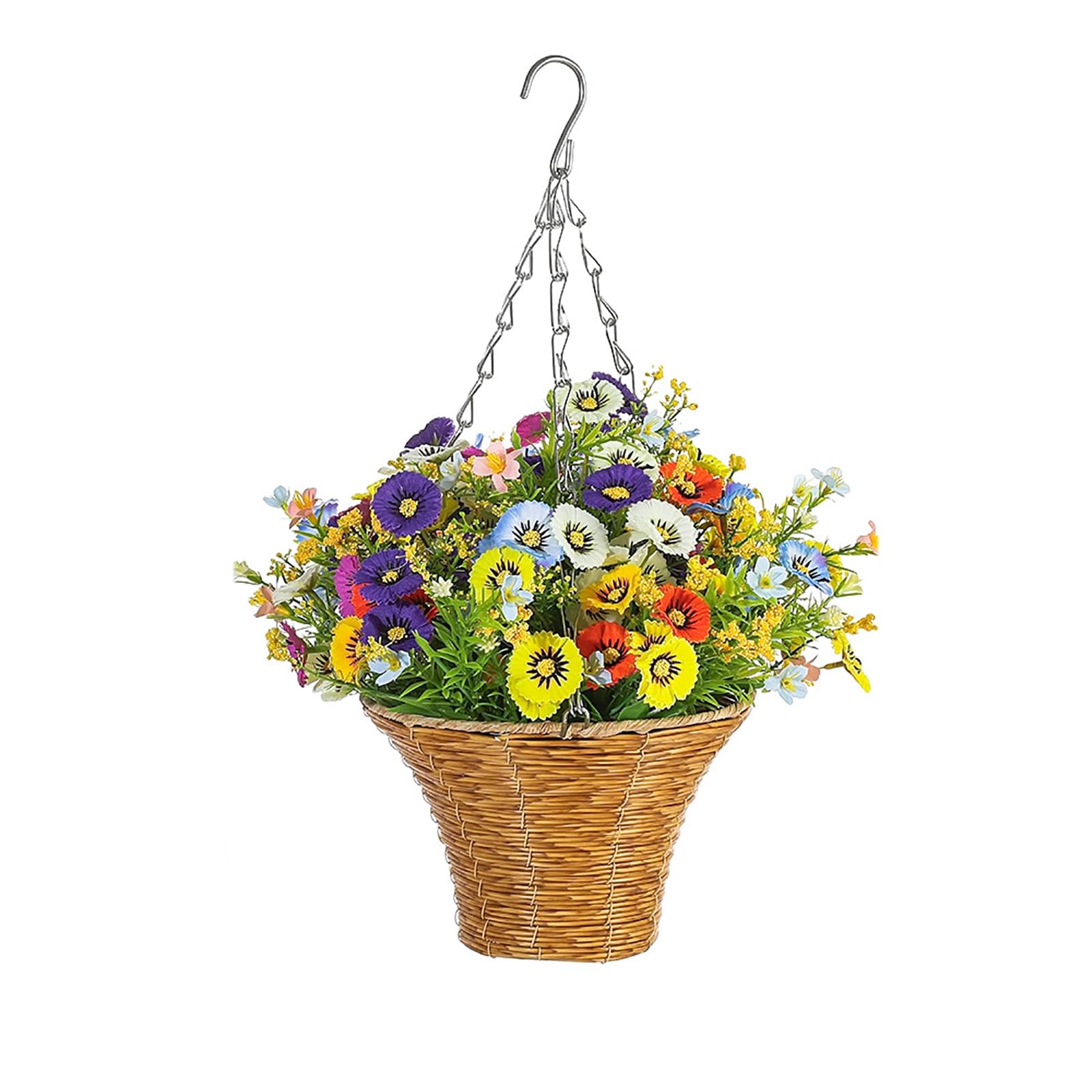 Blaward Wildflowers Door Hanging Basket Front Door Wreath Artificial Spring and Summer Wreath Welcome Sign Home Porch Farmhouse Decor