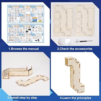 GSrenyu 7Pcs Wooden Science Kit for Kids 8-12, Science Experiments Building Toy 3D Wooden Puzzle Wooden Model Kit for Boys and Girls, Birthday Gifts Toys for 8 9 10 11 12 Year Old