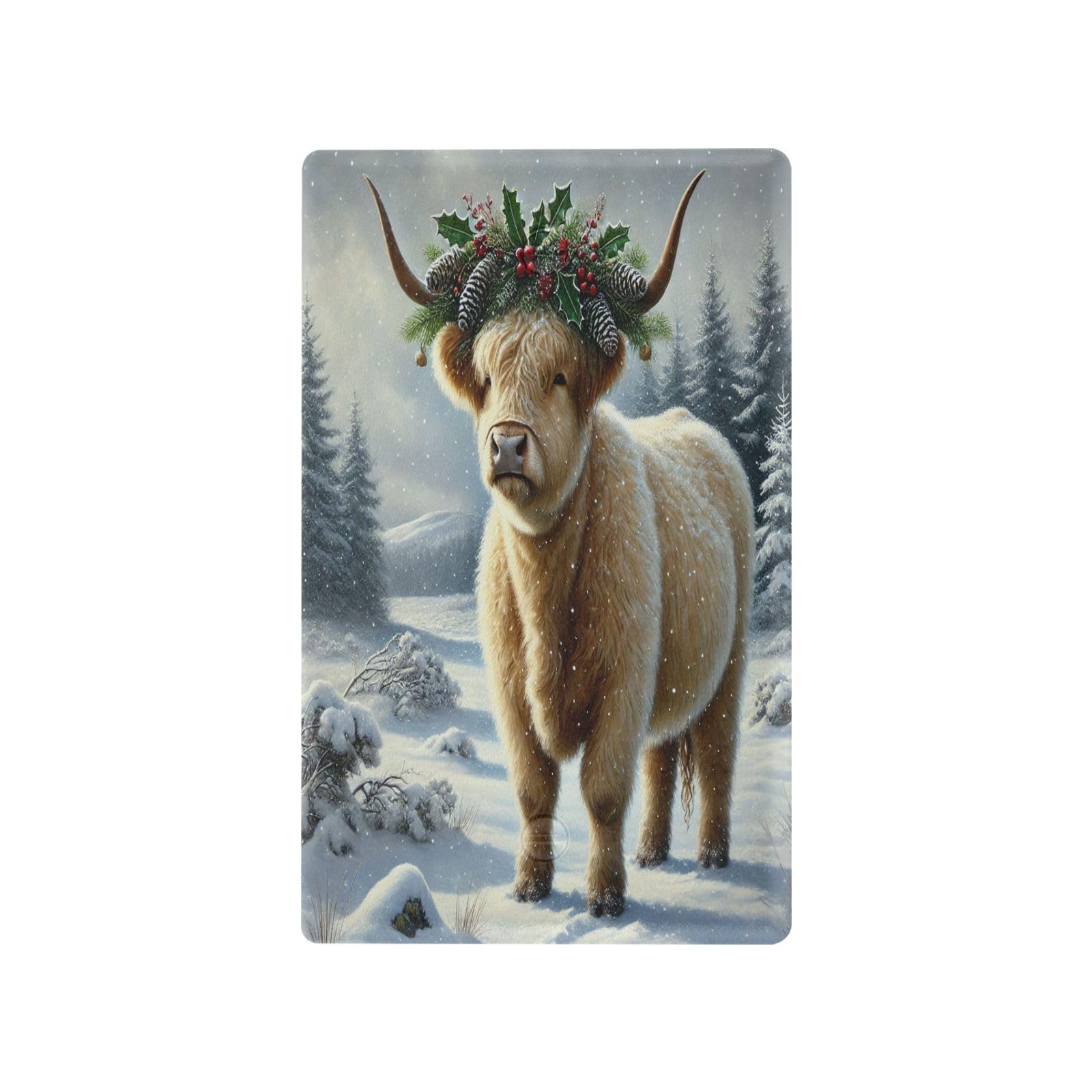 Highland Cow Snowflakes Light Switch Cover Decorative Receptacle Outlet Wall Plate Guard Plastic Outlet Covers for Farmhouse Home Decor Livingroom (Unused Outlet Cover)