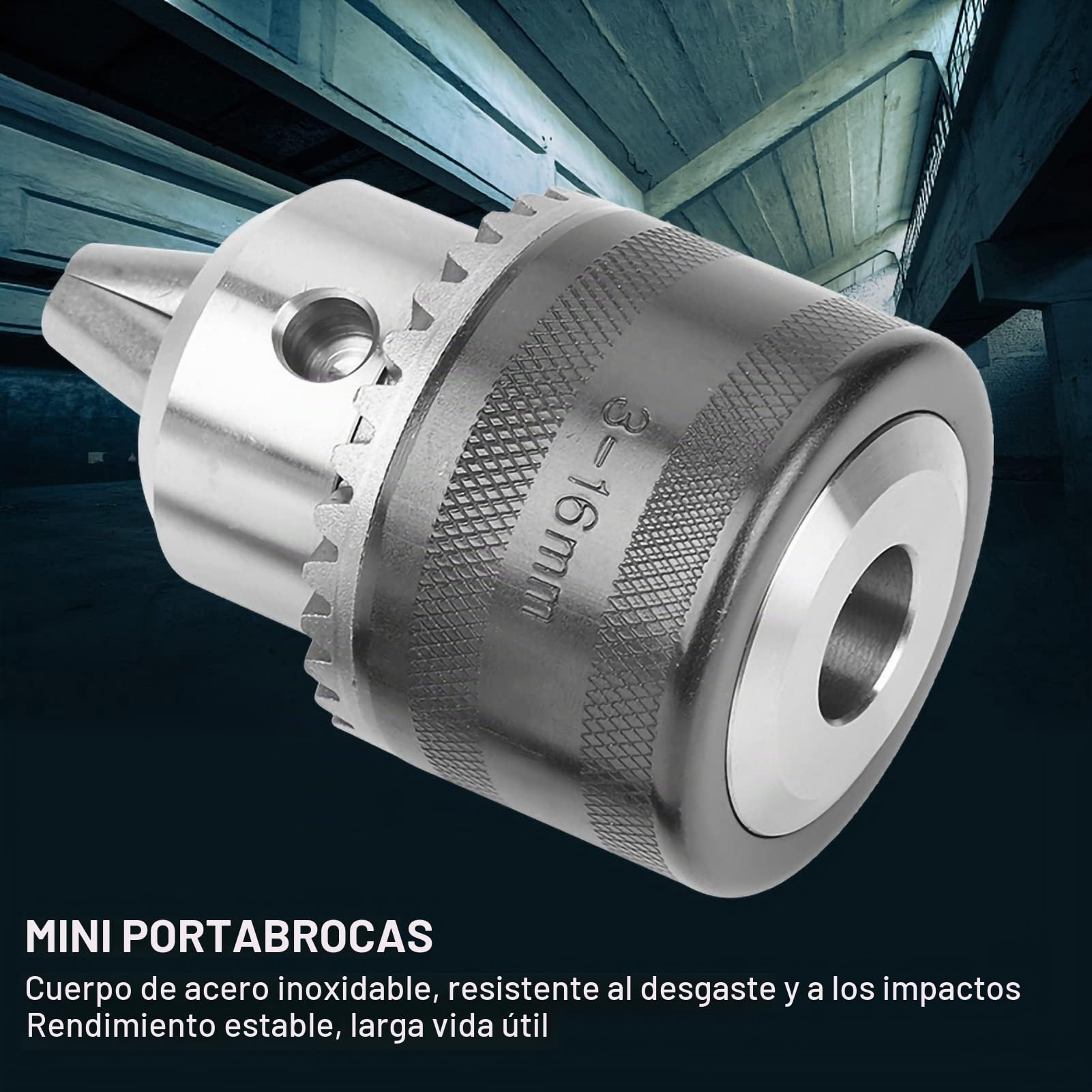 Portabrocas de 3-16 mm con llave de mandril mini para taladro eléctrico B16 / B18 / 1/2-20UNF para tornos y prensas de taladro(3-16MM[B16])
