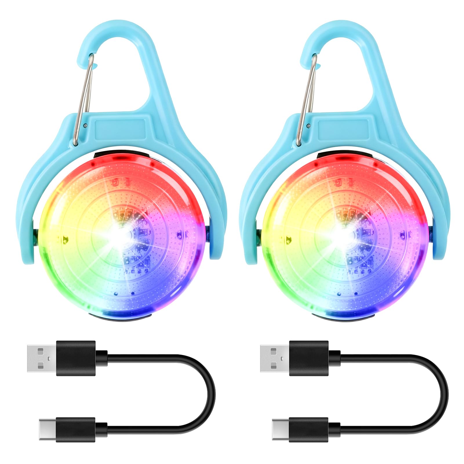 2 Pack Dog Collar Light, Rechargeable Dog Lights for Night Walking with Type-C Charging, 4 Modes Safety Clip On Pet Light, IPX4 Waterproof, 270° Rotatable LED Dog Light for Runners, Camping, Hiking