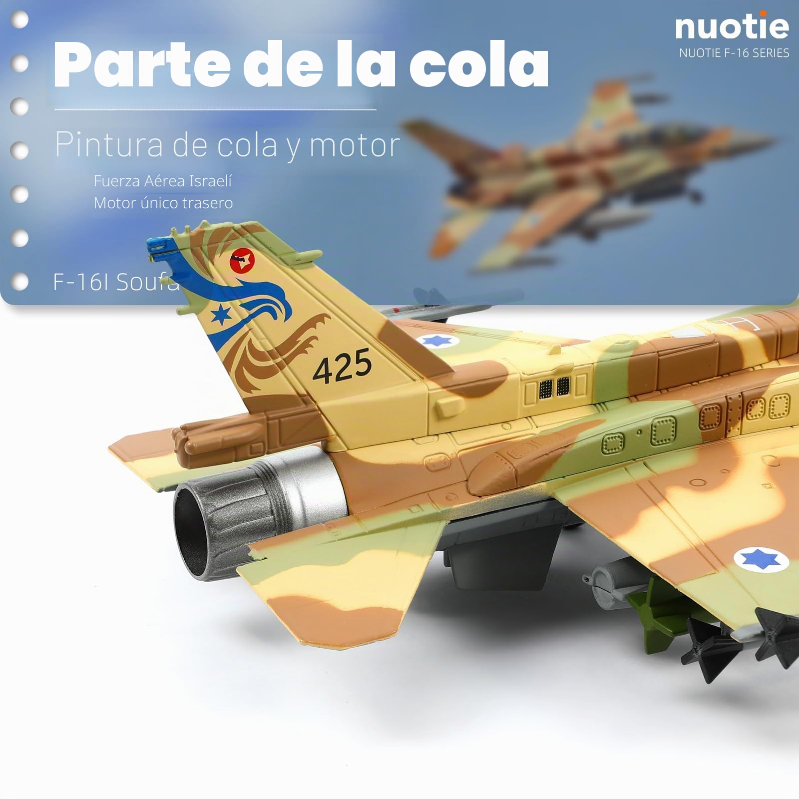 NUOTIE F-16 Fighting Falcon 1/72 Kit de Modelo de Avión de Metal Fundido a Presión Avión de Combate Aleación Modelo Preconstruido con Soporte para Adultos Colecciones o Regalo (F-16I-Israel)