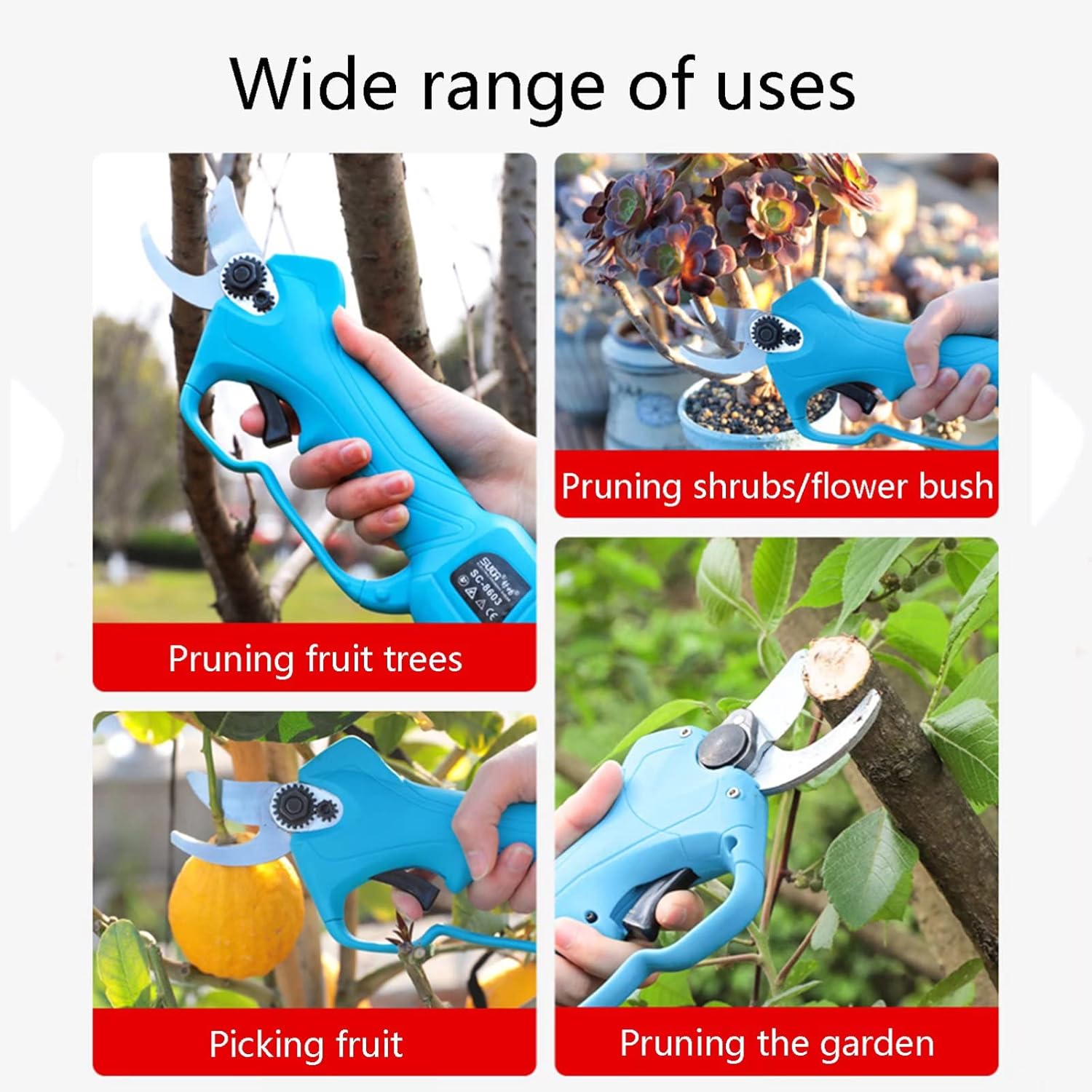Cordless Pruning Shears, Professional Power Secateurs with 28 Mm Cutting Diameter, 2000 Mah Lithium Battery, for Hedge Tree Fruit Bush Orchard