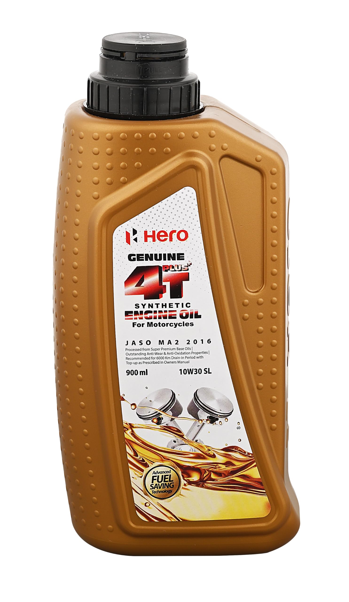 Hero MotoCorp Hero Genuine 4T Plus Motorcycle Engine Oil (API 10W30 SL MA2, 900ml)