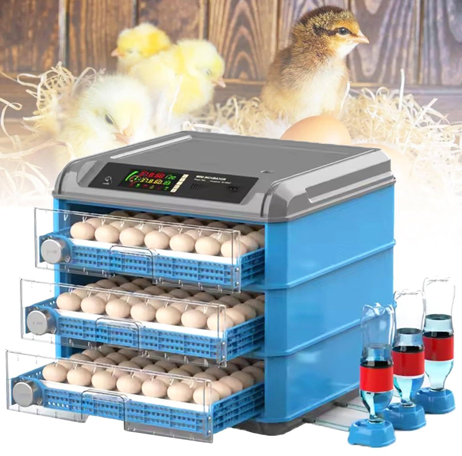 Incubatrice A LED Ad Alta Efficienza con Controllo della Temperatura E Rotazione delle Uova, Incubatrici per Uova con Ventilazione Automatica per La Schiusa di Polli, Anatre E Oche 300eggs