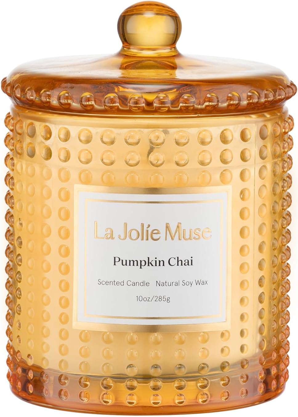 LA JOLIE MUSE Pumpkin Chai Candle| Spicy Chai & Vanilla | 10 oz Soy Wax Candle | 55 Hours Clean Burn | Elegant Home Décor & Hosting Gift