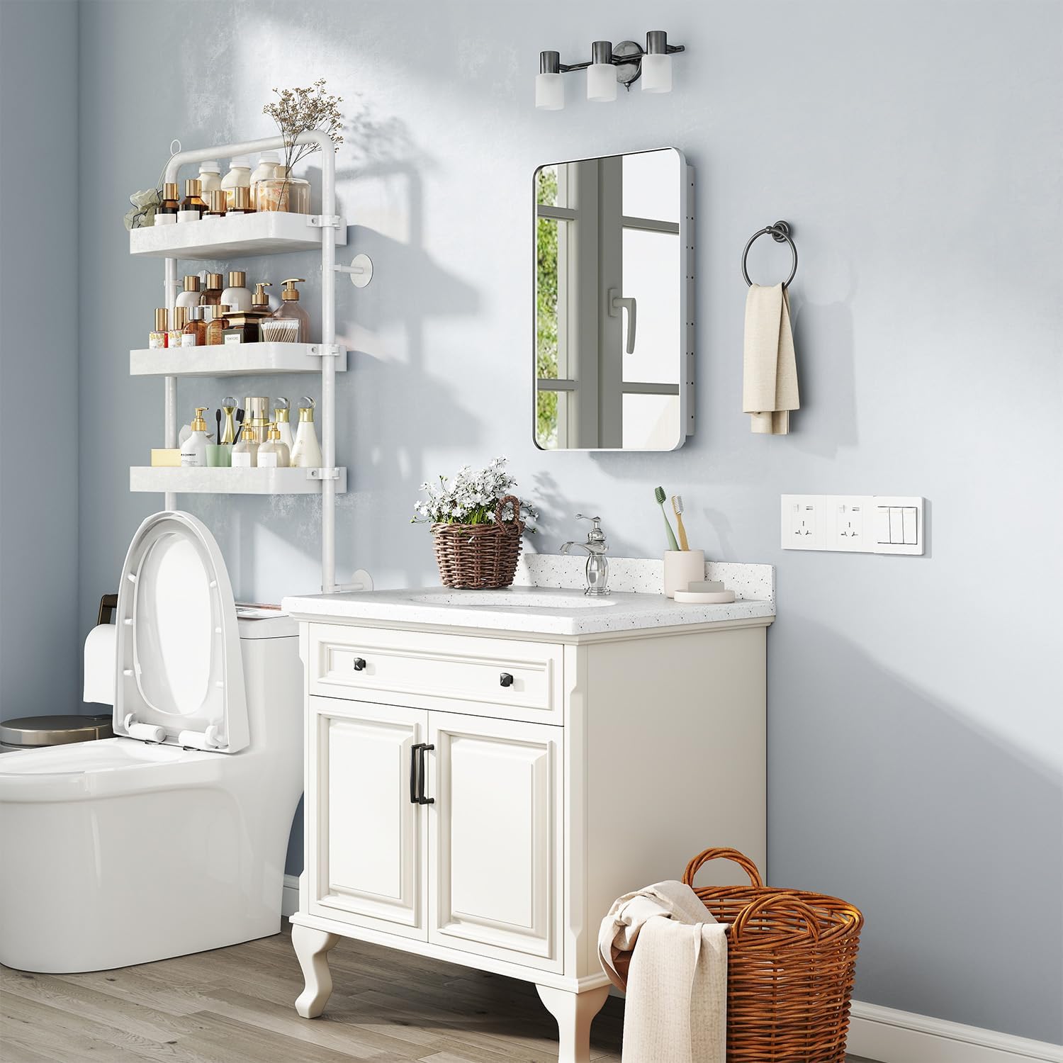 16x24 Inch Medicine Cabinet with Mirror for Bathroom, Silver Aluminum Bathroom Medicine Cabinet, Recessed or Wall Mount Medicine Chest Over Sink, Modern Farmhouse Style, Fully Assembled 16"x24" Matte Silver