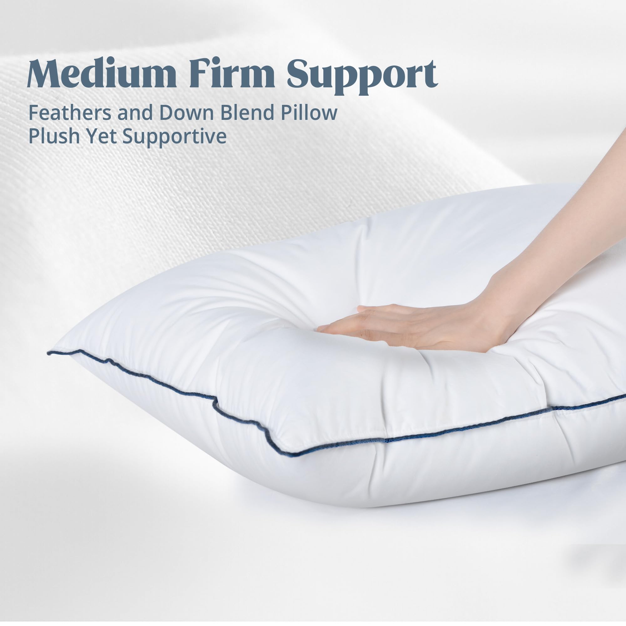 UNIKOME Oreiller en Plumes 40x60cm Set de 2, Luxueux Oreiller en Plumes d'oie, 100% Housse en Coton Bio Collection Hôtel Oreiller de lit, Oeko-TEX | Garnissage en duvet d'oie de qualité supérieure, moelleux, respirant, housse 100 % coton, lavable, certifi