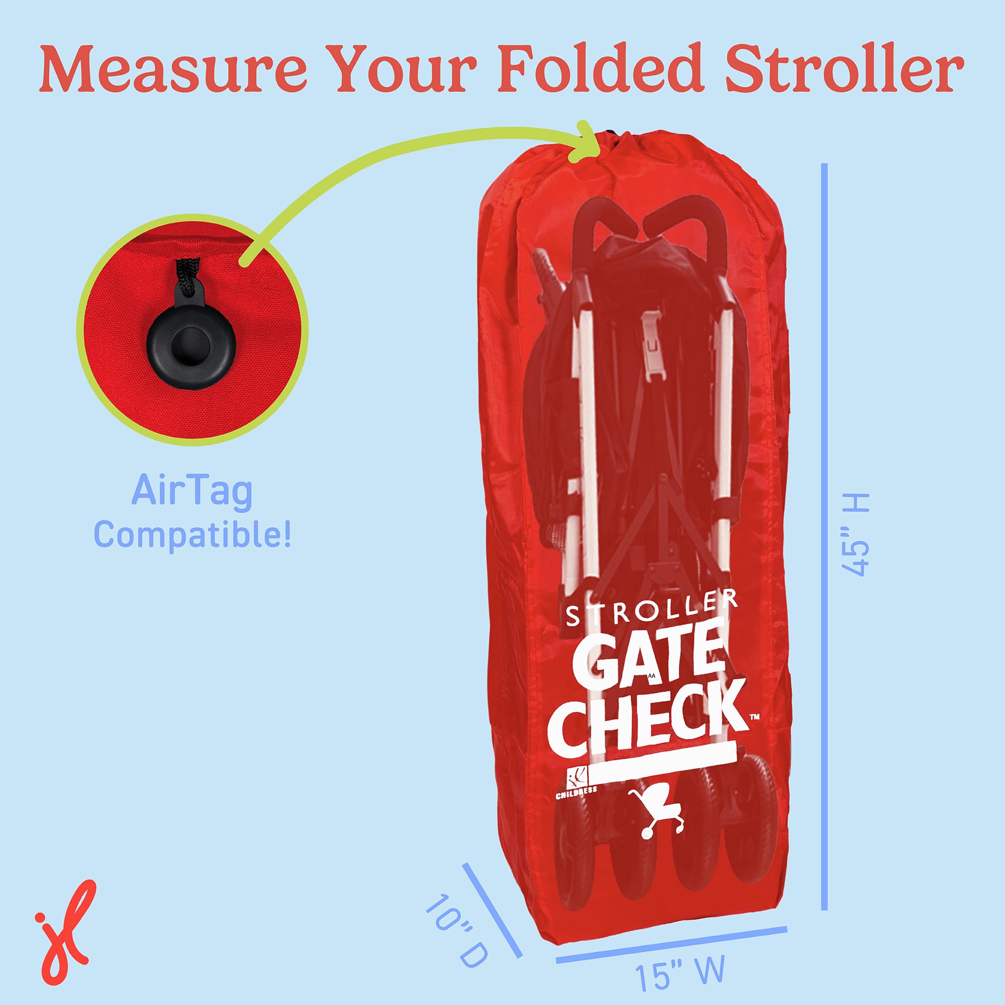 J.L. Childress Gate Check Travel Bag for Umbrella Strollers, Red