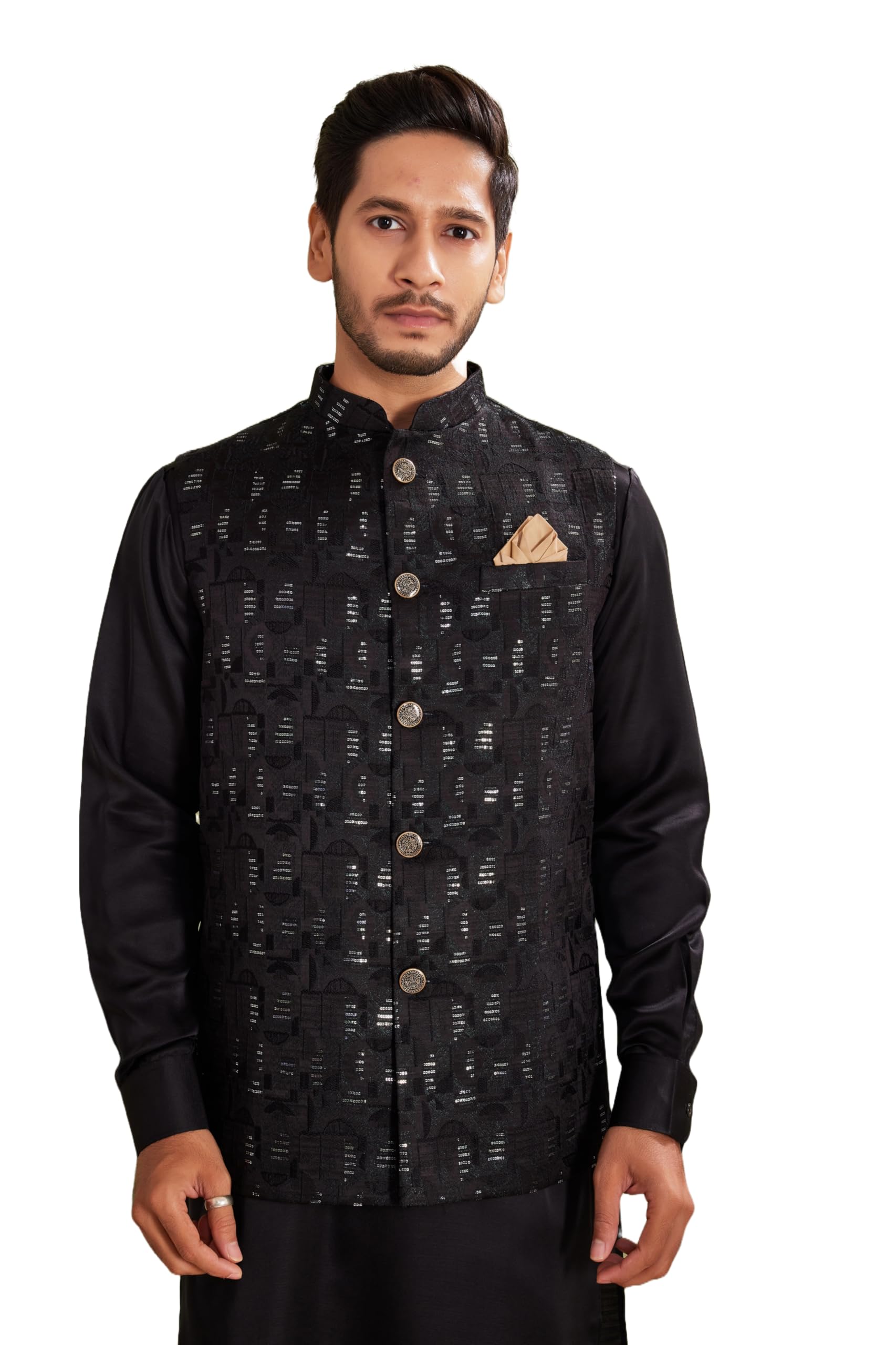 Gilet tradizionale indiano in jacquard, per matrimoni e occasioni festive, giacca Nehru da uomo