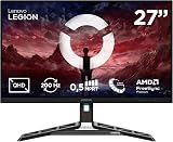 Lenovo Legion R27qe Gen2 - Écran Gaming 27'' (QHD, IPS, 200 Hz, 0.5 ms, HDMI+DP, Câble DP, AMD FreeSync Premium) Réglage en Inclinaison - Noir - 1