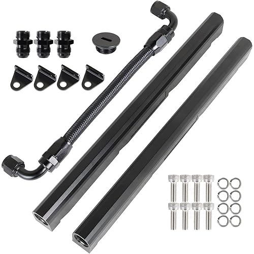 labwork -8AN Black Aluminum Fuel Rails Kit Replacement for LS1 LS6