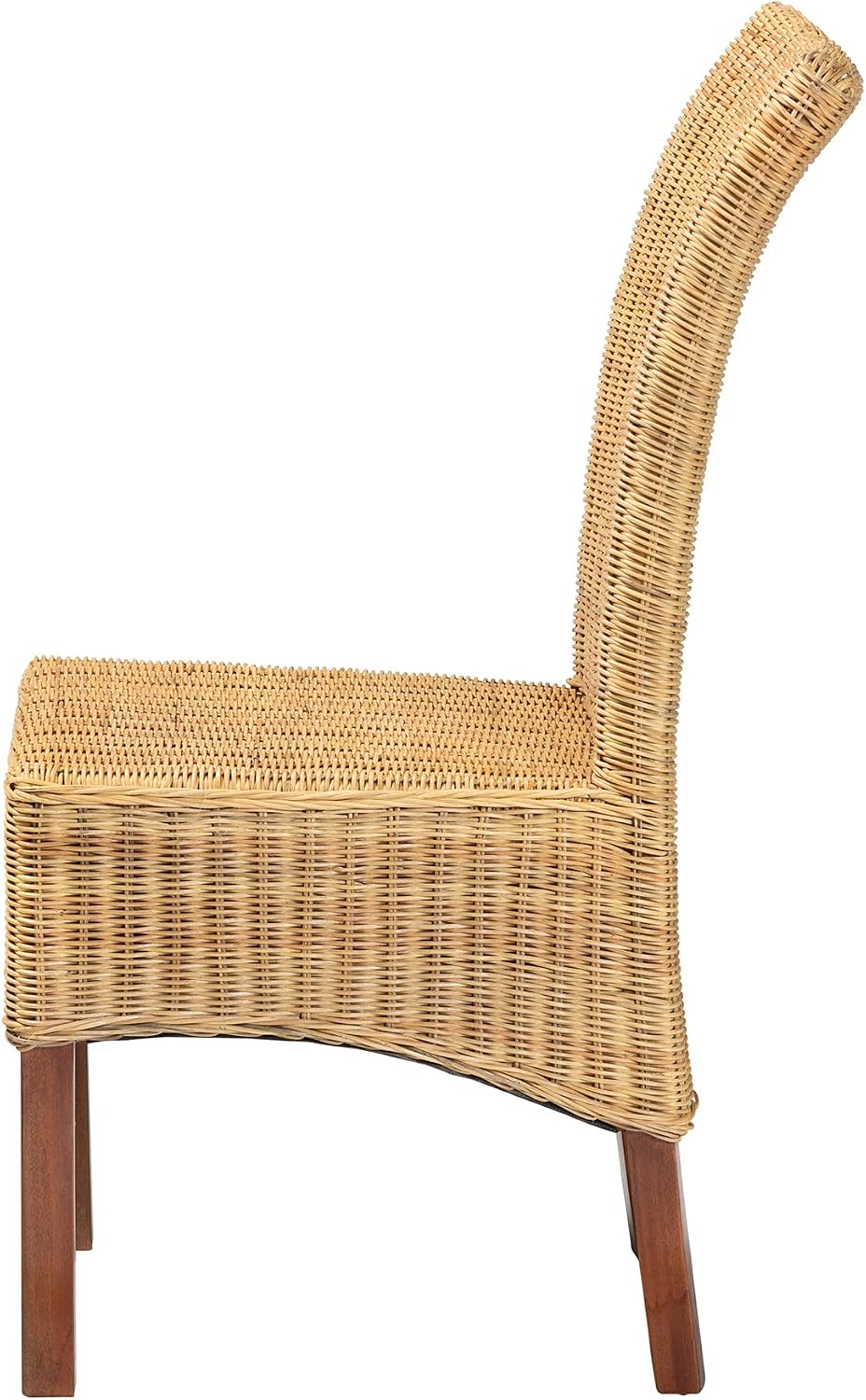 Bali & pari Shamara Modern Bohemian Natural Rattan and Mahogany Wood Dining Chair