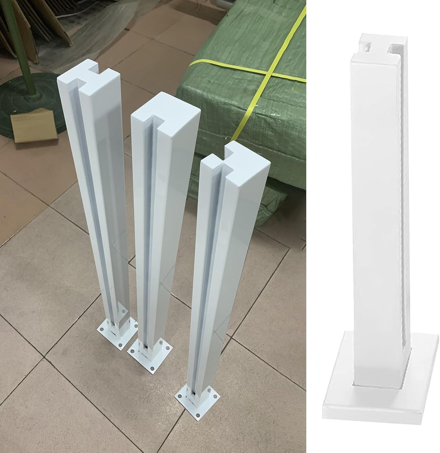 304 Stainless Steel Glass Clamp Post for Countertop Railing, White Balustrade Column for Commercial Villas, Loft, Hotel Decks, Stairs, H-80cm/31.5in