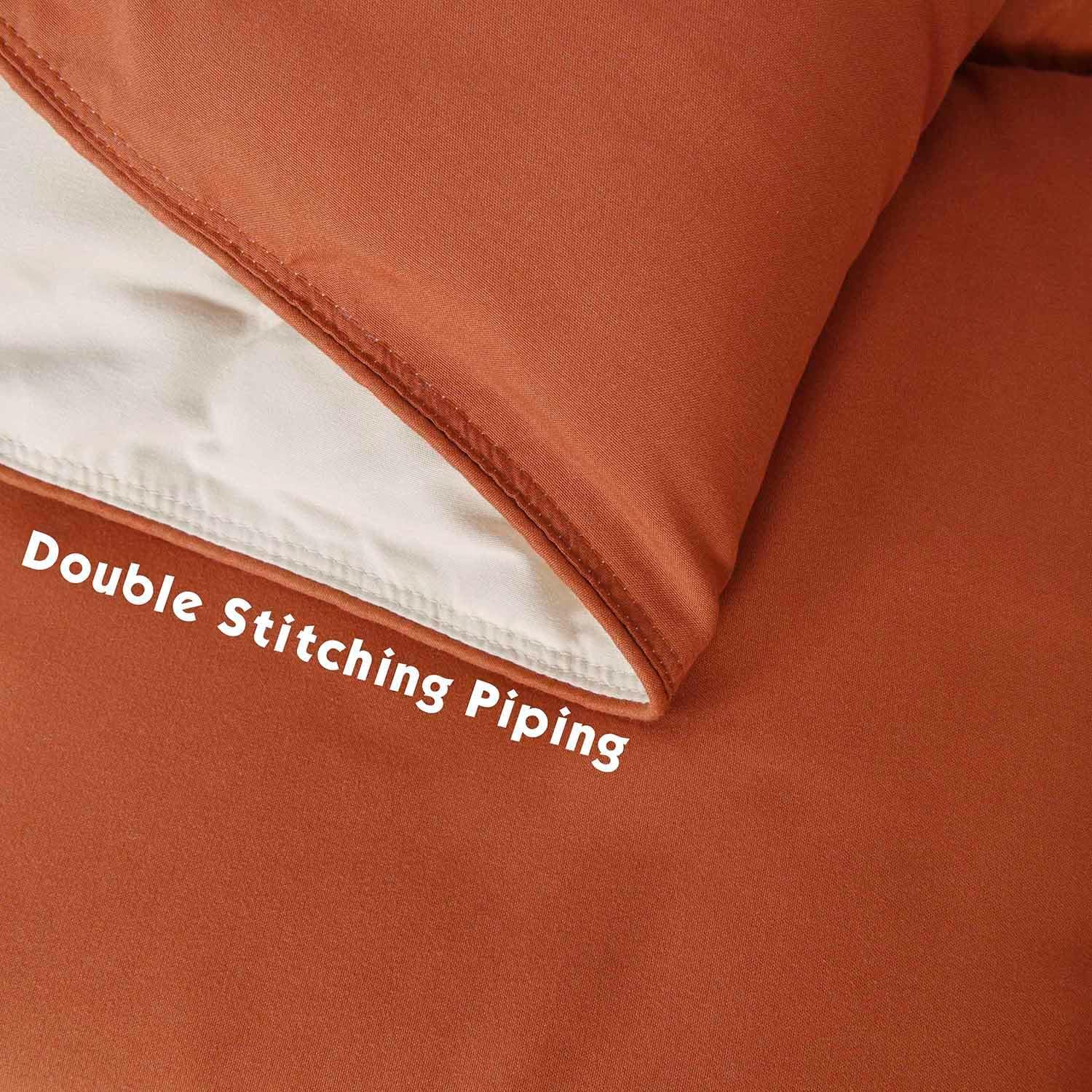 HIG 3pc Burnt Orange Twin/Twin XL Comforter Set - All Season Reversible Down Alternative Comforter with Sham - Quilted Duvet Insert with Corner Tabs - Box Stitched - Breathable, Soft, Fluffy - Image 6