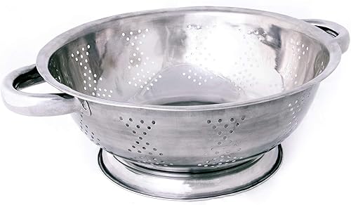 Miniatura 2 de Colador de cocina de acero inoxidable a prueba de óxido para colar, vaporizar, drenar y enjuagar (9.25 pulgadas)