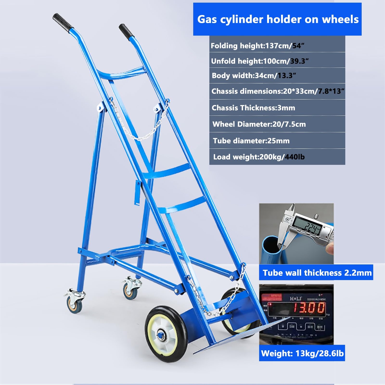 Carrello del concentratore di Ossigeno Portatile/Portatile della bombola di Ossigeno, Supporto della bombola di Ossigeno, Carrello Resistente della bombola, capacità di carico 200kg/440lb