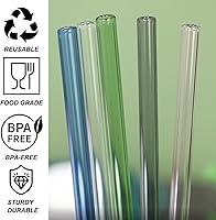 Vista 3 de Popote de Repuesto Compatible con Vasos Stanley de 40 oz, 4 Piezas Popotes Reutilizables con Cepillo de Limpieza, Popote Largo de Vidrio para Azul