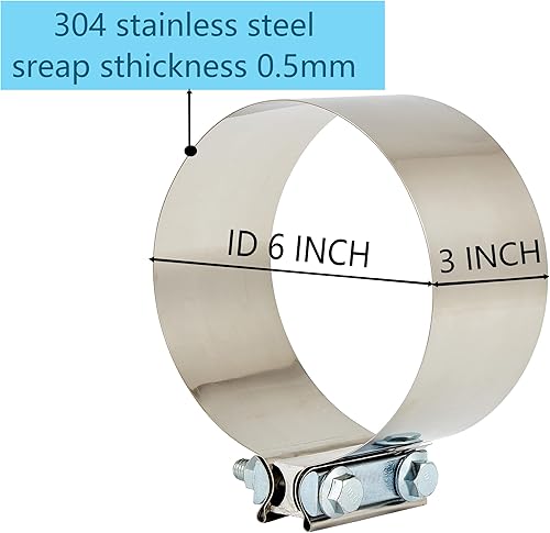 Miniatura 2 de Abrazaderas de banda de junta a tope de 6", abrazadera de silenciador de escape 2 piezas, abrazaderas de tubo de escape de 6 pulgadas, manga de