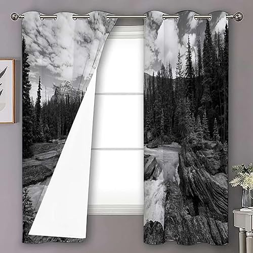 Miniatura 9 de New York - Cortinas de ventana con aislamiento térmico y ojales para sala de estar, noche, centro urbano, East River, 2 paneles de 53 pulgadas de