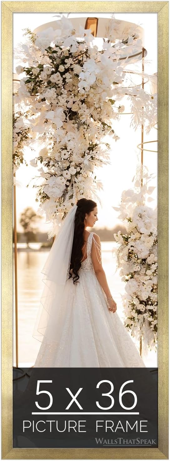 wallsthatspeak 5x36 Gold Picture Frame for Puzzles Posters Photos or Artwork