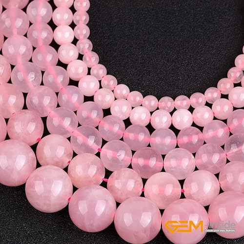 Miniatura 4 de GEM-Inside - Cuentas sueltas de cuarzo rosa de 0.157 pulgadas (0.157 in), cuentas redondas naturales para hacer joyas para adultos, 15 pulgadas