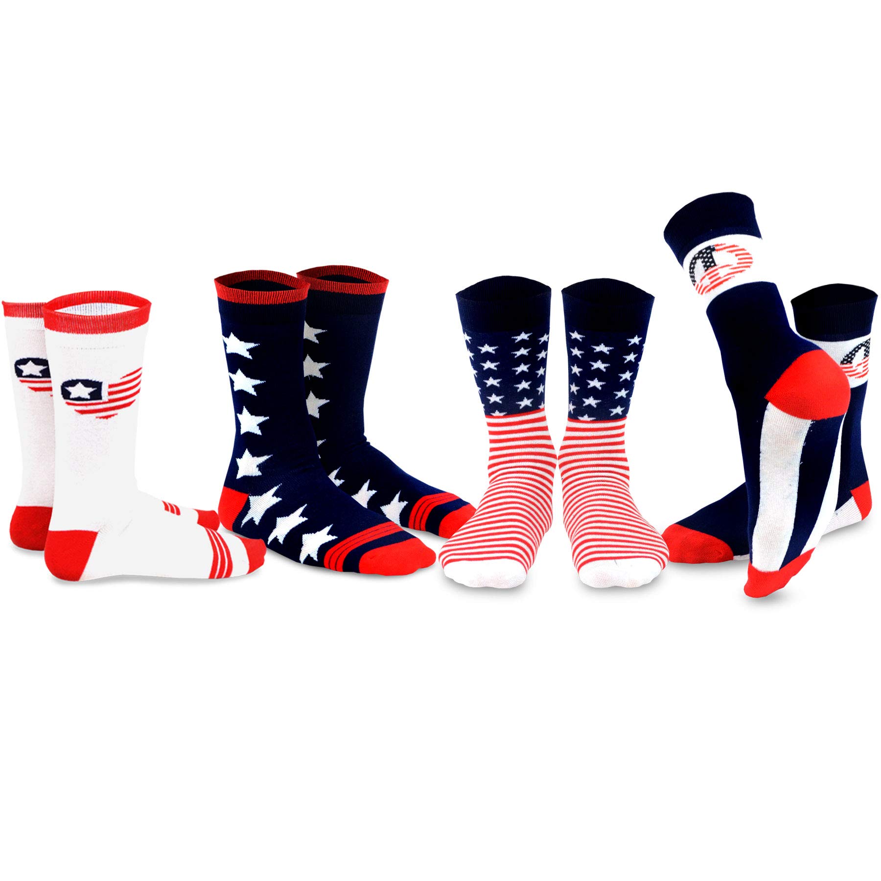 American Patriotic Stars and Stripes Crew Knee High Low Cut Ankle Novelty Socks for Men and Women Multipair