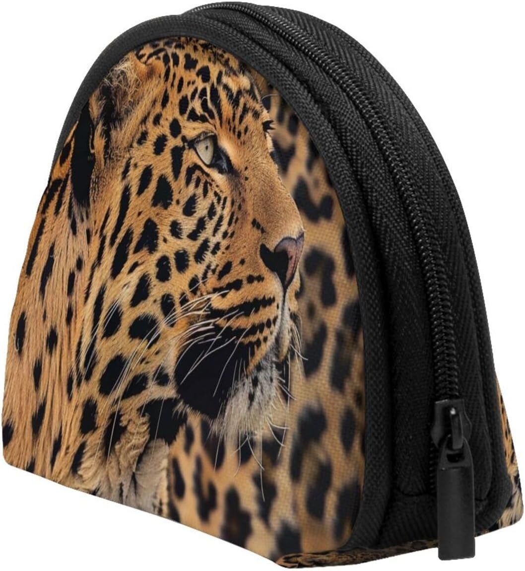 Wild Leopard Animal Printed Coin Purse for Women Cute Small Change Wallet Mini Coin Purses Pouch with Zipper
