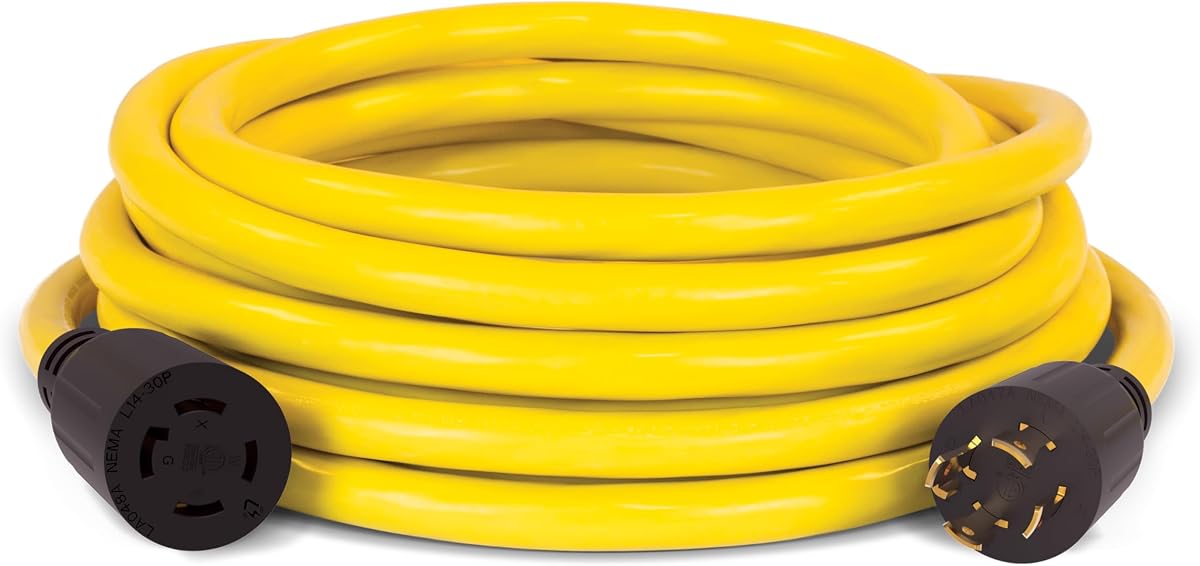 Cable de alimentación del generador de 25 pies 30 amperios 250 voltios para interruptor de transferencia manual (L14-30P a L14-30R)