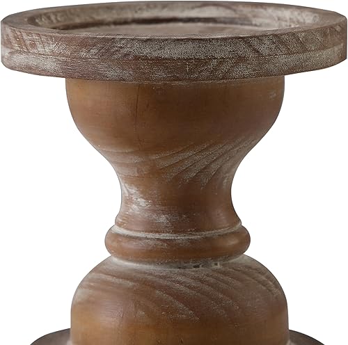 Miniatura 7 de SOFE Portavelas de madera rústica grande, soporte para pilar de vela marrón, soportes de velas de granja para velas de pilar, candelabros de madera