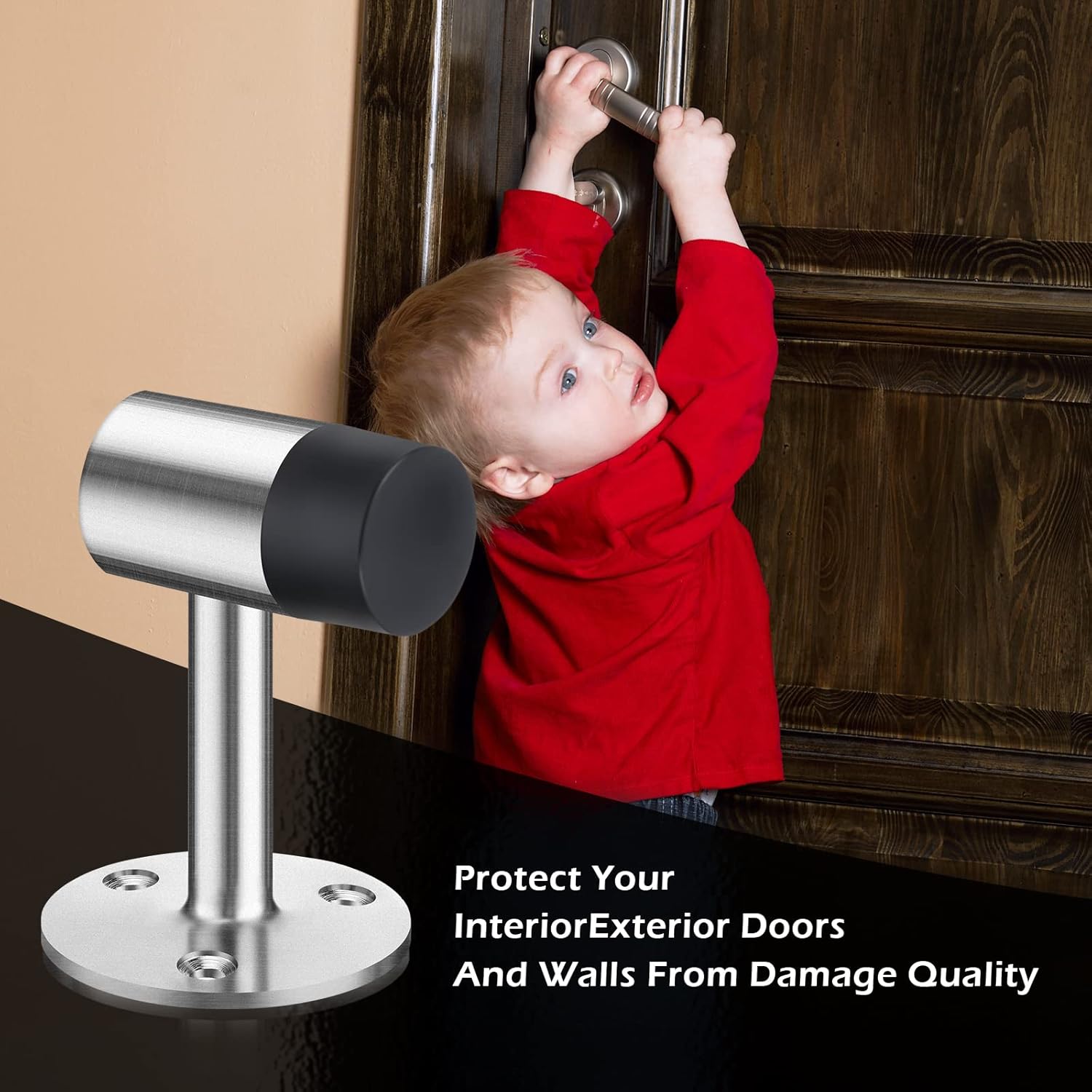 6 Pack Heavy Duty Floor Stopper for Door 3 Inch Stainless Steel Door Stoppers with Rubber Head Door Stops for Bottom of Door Brushed Gate Stopper Protector for Wall Floor Home Office School Supplies