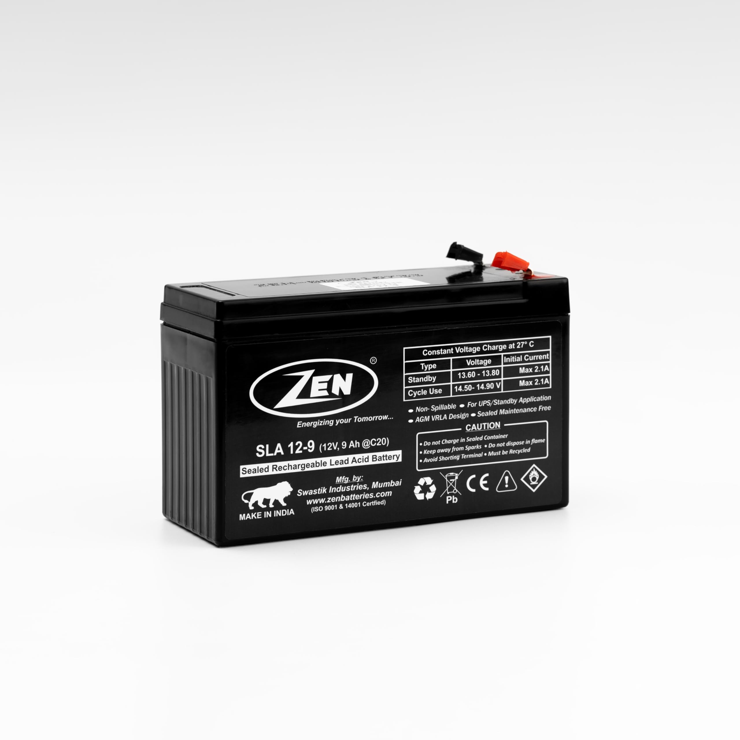 ZEN SLA 12-9 SMF VRLA Battery, 12V 9Ah, Zero Maintenance, High Power, for UPS, Solar Systems, Agricultural Spray Pump-image-16