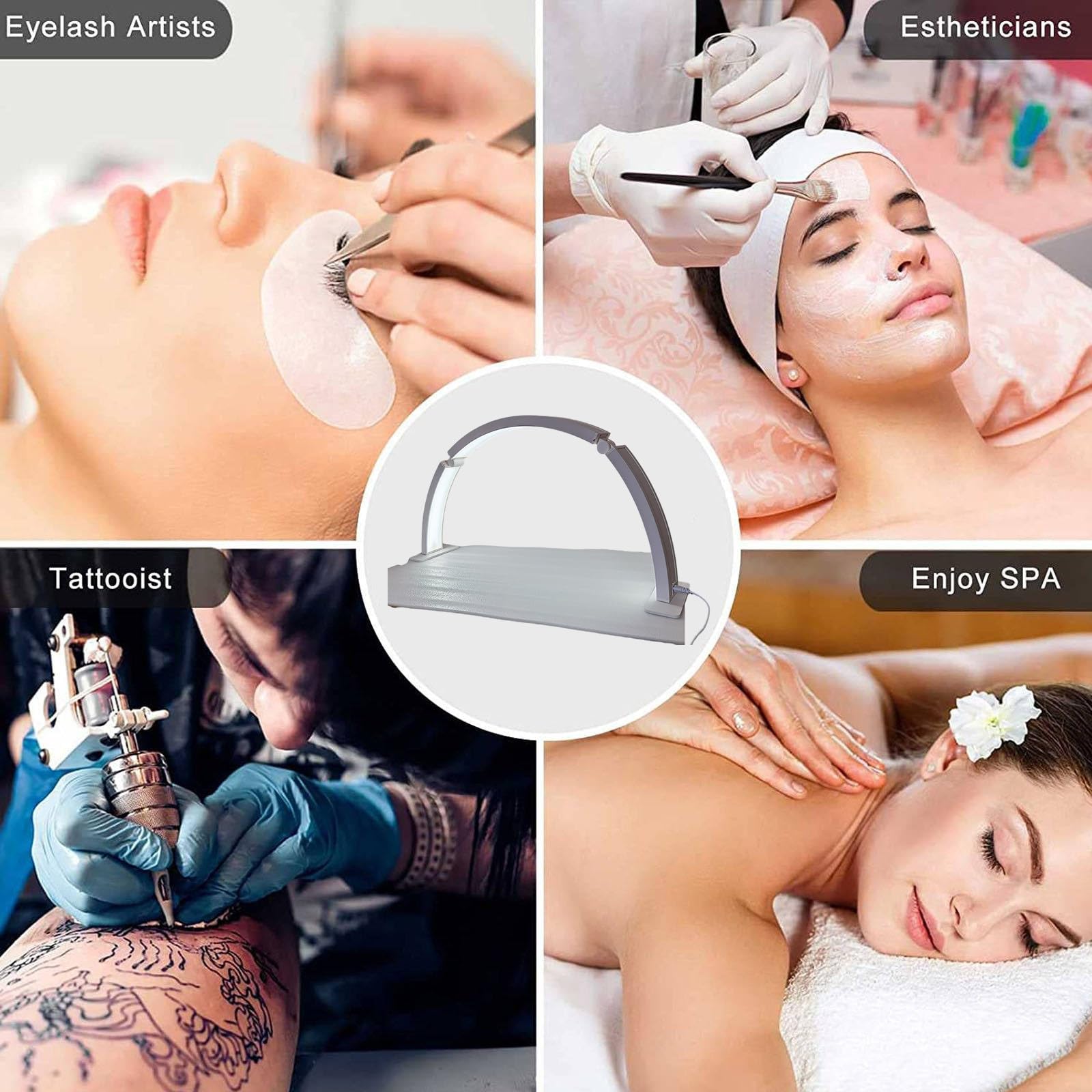 Mejore su Rutina de Belleza con la lámpara de Belleza Half Moon: Lámpara de uñas de sobremesa de 48w con luz LED de regulación Continua,Black