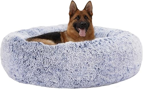 Miniatura 20 de Bedfolks Cama Calmante en Forma de Dona para Perros - 36" Redonda, Esponjosa, Antiansiedad, Cama para Mascotas Lavable a Máquina (Rosa, Grande)