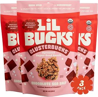 Clusterbucks Superfood Clusters – Grain-Free, Keto-Friendly Granola with Regeneratively Grown Sprouted Buckwheat– Gluten-Free, Low-Carb, Organic Healthy Snack (3-Pack, Chocolate Sea Salt)