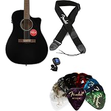 Fender CD-60SCE Acoustic-electric Guitar Essentials Bundle - Black