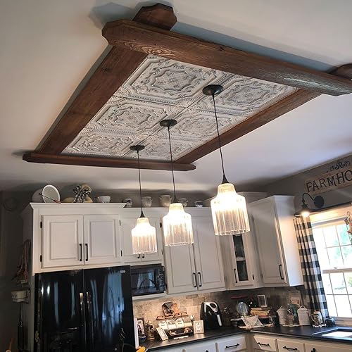 Miniatura 4 de From Plain To Beautiful In Hours - Modelo 223 La Scala - Mosaicos de PVC de 2 x 2 pies (cubre 4 pies cuadrados) para el techo, color oro antiguo