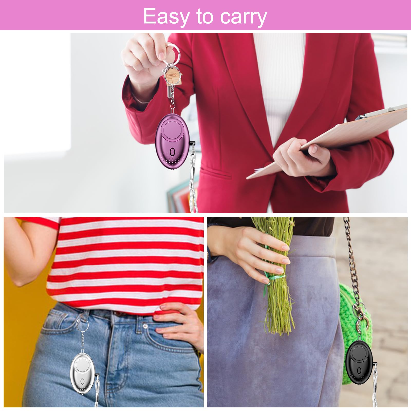 Gvolatee 3 Packs portachiavi autodifesa, 130DB portachiavi difesa personale, allarme antiaggressione con Luce LED, personal safety alarm, dispositivi di protezione personale per Donne, Bambini