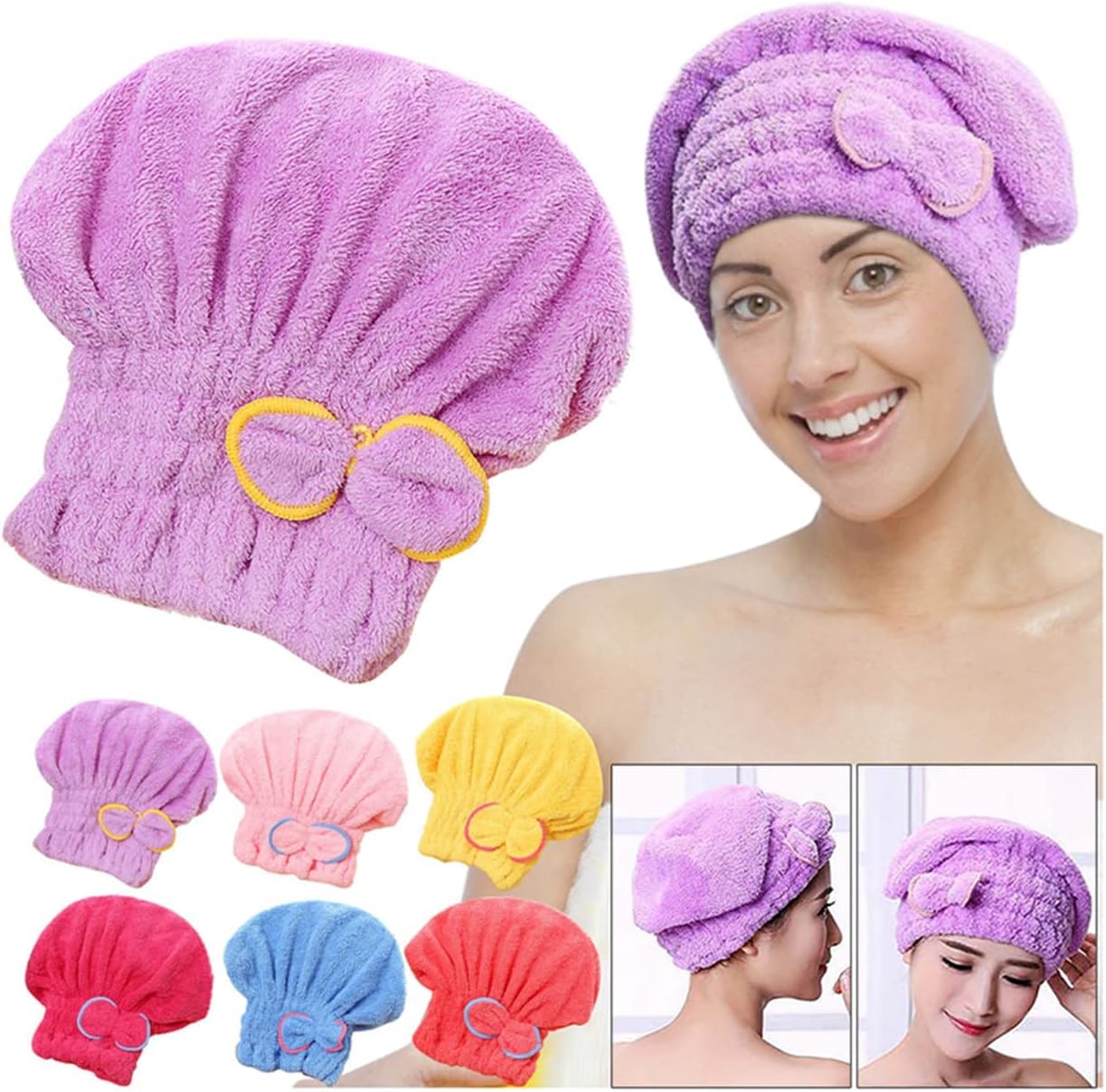 Hair Drying Towel Wrap, Coral Fleece Dry Hair Cap for Women and Men, Fast Drying Hair Turban Soft, No Frizz Hair Wrap Towels for Women Wet Hair, Curly, Longer, Thicker Hair : Beauty & Personal Care