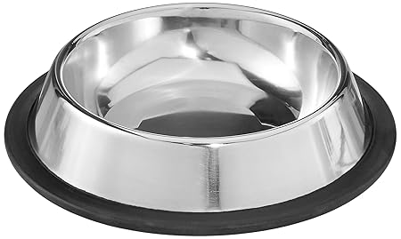 MUNCHOS Dog Bowls Food Bowl for Dogs and Cats Metal Stainless Steel Non Skid Dog Puppy Cat Kitten Rabbit Feeder Pack of 2 (400ML)